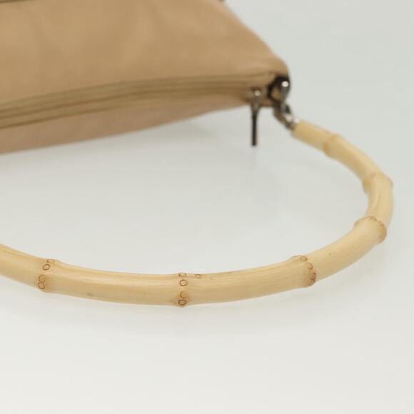 GUCCI Bamboo Shoulder Bag Leather Beige Silver 001 001 - Picture 7 of 16